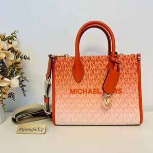 Michael Kors Mirella Small Ombré Signature Logo Crossbody Bag Red Clay